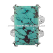 Tibetan Turquoise Gemstone 925 Solid Silver Ring Jewelry